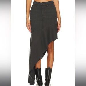 SNACKS! by MOTHER The Crinkle Cut Skirt in Faded Black, Sz 24, BRAND NEW W/ TAGS